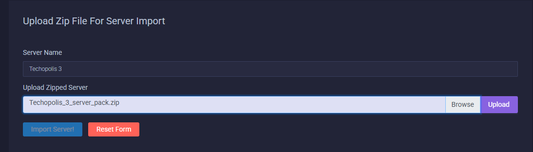 Uploading Zipped Server Files